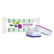 Губка для мытья посуды Fun Clean White and Color крупнопористая, 5шт/уп