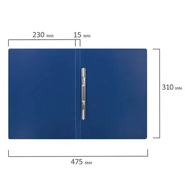 Папка с металлическим скоросшивателем STAFF, синяя, до 100 листов, 0,5 мм, 229224