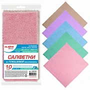 Салфетки из МИКРОФИБРЫ ПЛЮШЕВОЙ 30х30 см, КОМПЛЕКТ 10 шт., PASTEL, ассорти, 250 г/м2, LAIMA HOME, 60