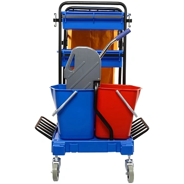 Тележка уборочная OfficeClean Professional ведра 2*20л, 2*11л, отжим, держ. д/мешка, мешок, 2поддона