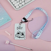 Бейдж вертикальный MESHU 'Cat day', 110*70мм, лента с карабином, 3D печать, опп пакет с европодвесом
