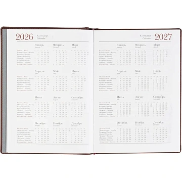 Ежедневник датированный 2026 А5+ VELVET бордовый 3-123/02