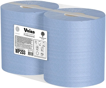Протирочная бумага Veiro Professional Comfort WP203, в рулоне с центр вытяжкой, 175м, 2 слоя, синяя
