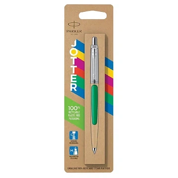 Ручка шариковая PARKER 'Jotter Orig Green', корпус зеленый, нержавеющая сталь, блистер, синяя, 2076058