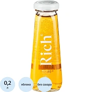 Сок RICH (Рич) 0,2 л, яблоко, подходит для детского питания, стеклянная бутылка, 1658301