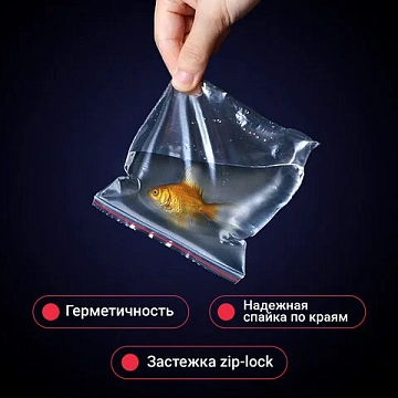 Пакеты с замком ZIP LOCK 'зиплок', комплект 100 шт., 70х100 мм, ПВД, толщина 35 микрон, BRAUBERG, 60