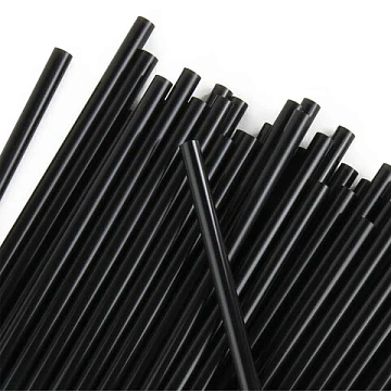 Трубочки для коктейлей прямые в индивидуальной упаковке, 8х240 мм, черные КОМПЛЕКТ 250 штук, LAIMA,