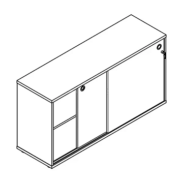 Шкаф для персонала Skyland Xten XLC 1443, бук тиара, 1406х430х750мм, со слайд дверьми