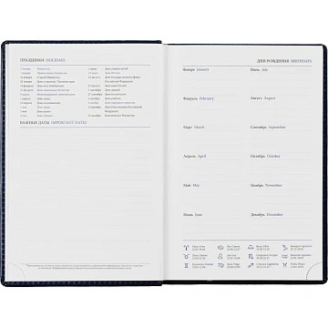 Ежедневник недатированный синий, А5, 148x218, 352стр, Agenda