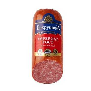 Колбаса Бахрушин сервелат варено-копченый срез ГОСТ, 300г