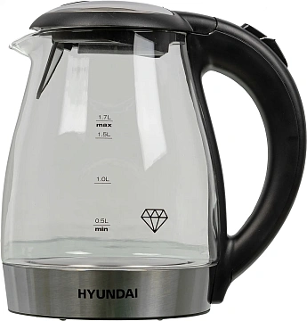 Чайник электрический Hyundai HYK-G2030 черный, 1.7л, 2200Вт