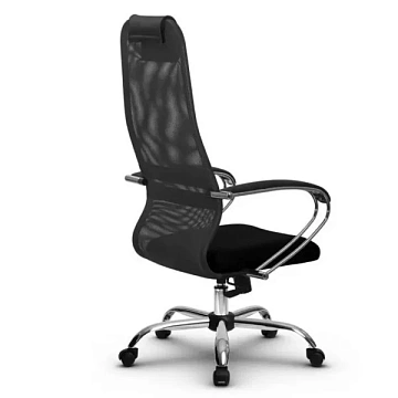 Кресло офисное Метта SU-B-8, ткань-сетка, темно-серая, крестовина хром