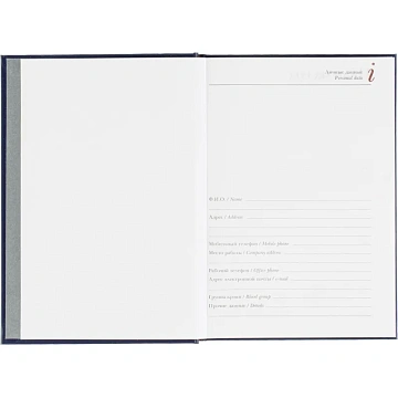 Ежедневник датированный 2026 А5+ IDEAL NEW синий 3-344/05