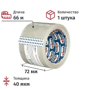 Клейкая лента одностор. упаковоч. UNIBOB 72х66 прозрач. 40мкр