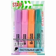 Набор текстовыделителей 4 ПАСТЕЛЬНЫХ ЦВЕТА, АССОРТИ, STAFF College 'STICK PASTEL', линия письма 1-4