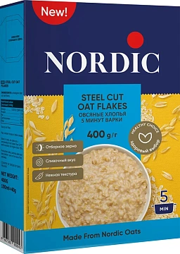 Хлопья овсяные Nordic 5 минут варки, 400г