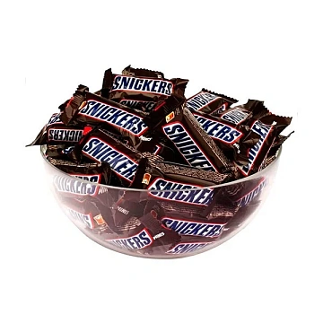 Шоколадный батончик Snickers Minis с карамелью, арахисом и нугой, 2,9кг