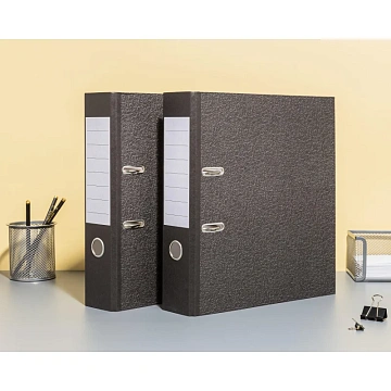 Папка-регистратор без мет.уг. 75мм,мрам ч/б,10шт,бум/бум,крам.к