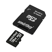 Карта памяти micro SDXC, 128 GB, SMARTBUY, UHS-1 U1, 80 Мб/сек. (class 10), с адаптером, SB128GBSDCL