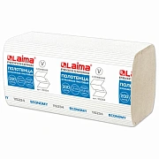 Полотенца бумажные 200 шт., LAIMA ECONOMY (H3), 1-слойные, натуральный цвет, КОМПЛЕКТ 20 пачек, 21х2