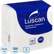 Салфетки бумажные Luscan 1сл24х24белые100шт/уп