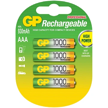 Аккумулятор Gp ААA/HR03, 1000mAh, 4шт/уп