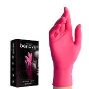 Перчатки нитриловые Benovy Nitrile TrueColor р.M, фуксия, 50 пар