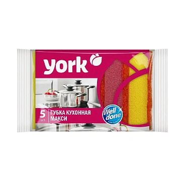 Губка для мытья посуды York Maxi 10х7х2.9см, 5шт/уп