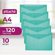 Папка-конверт на кнопке А4 КНК 180 зеленый прз. 10шт/уп