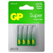 Батарейка GP Super G-Tech AAA (LR03) 24A алкалиновая, BC4, 4шт
