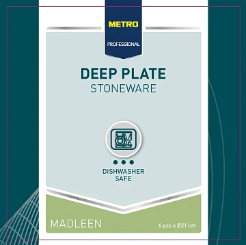 Тарелка Metro Professional Madleen Grey 21см, суповая, 6шт/уп