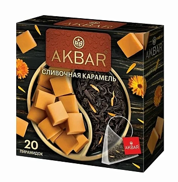 Чай Akbar Сливочная карамель, черный, 20 пирамидок