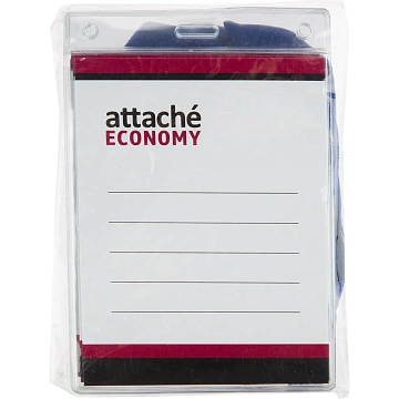 Бейдж Attache Economy 90x60 150мкм,шнурок 45см син, вкладыш 5шт/уп