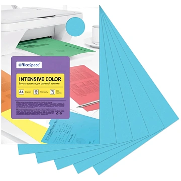 Бумага цветная OfficeSpace 'Intensive Color', А4, 80г/м2, 100л., (голубой)