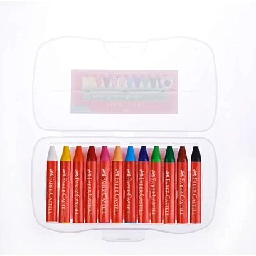Мелки восковые утолщенные Faber-Castell 'Jumbo', 12цв., трехгранные, пластиковая упаковка