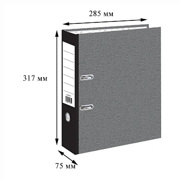 Папка-регистратор без мет.уг. 75мм,мрам ч/б,10шт,бум/бум,крам.к