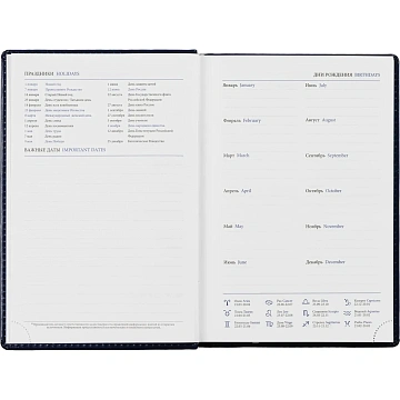 Ежедневник недатированный синий, А5, 148x218, 352стр, Agenda