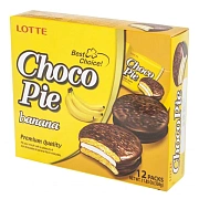 Печенье LOTTE 'Choco Pie Banana' (Чоко Пай Банан), глазированное, 336 г, 12 шт. х 28 г, 000000014