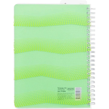Бизнес-тетрадь WAVES А5 100л. ATTACHE клет,спир,пласт,заклад,цв.зеленый