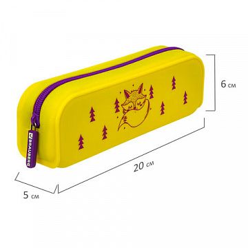 Пенал-косметичка BRAUBERG, силикон, 'Fox', 20х5х6 см, 229029