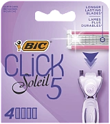 Сменные кассеты для женской бритвы BIC Click 5 Soleil 5 лезвий увлажняющая полоска с алоэ вера, 4 шт
