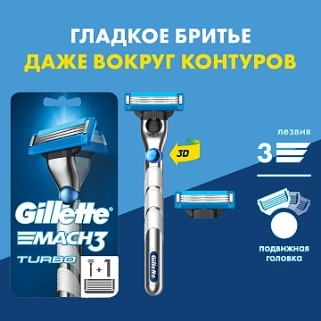 Бритва Gillette Fusion Mach3 Turbo станок + 2 кассеты
