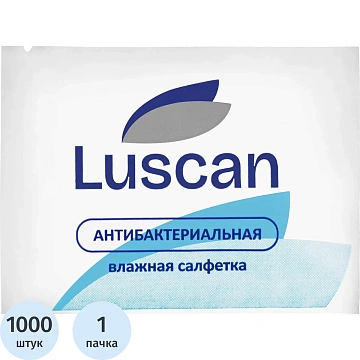 Салфетки влажные Luscan антибактериальные в саше 15х17см 1000шт/уп