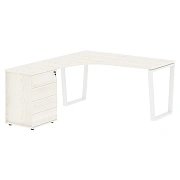 Стол эргономичный с тумбой EVCET 1518(L) Ясень Траун/Белый 1560х1880х750 EDIS