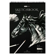 Скетчбук 40л., А4 ArtSpace 'Black line. Horse', на гребне, черный блок, 120г/м2