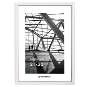 Рамка 21х30 см небьющаяся, багет 14,6 мм, пластик, BRAUBERG 'Original Line', белая/золото, 391236