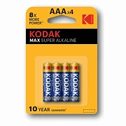 Батарейки алкалиновые 'мизинчиковые' КОМПЛЕКТ 4 шт., KODAK Max Super Alkaline, ААА (LR03,15А), блист