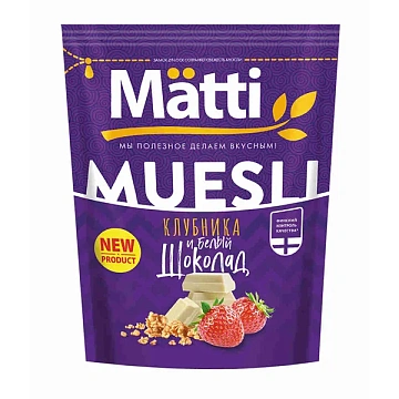 Мюсли   Matti запеченные клубника и белый шоколад, 250г