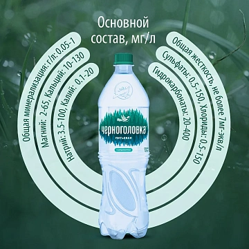 Вода Черноголовка питьевая газированная, 1.5л x 6 шт