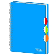 Бизнес-тетрадь AttacheА4,100л,кл,спир,обл.пластик,с разделителями,голубой